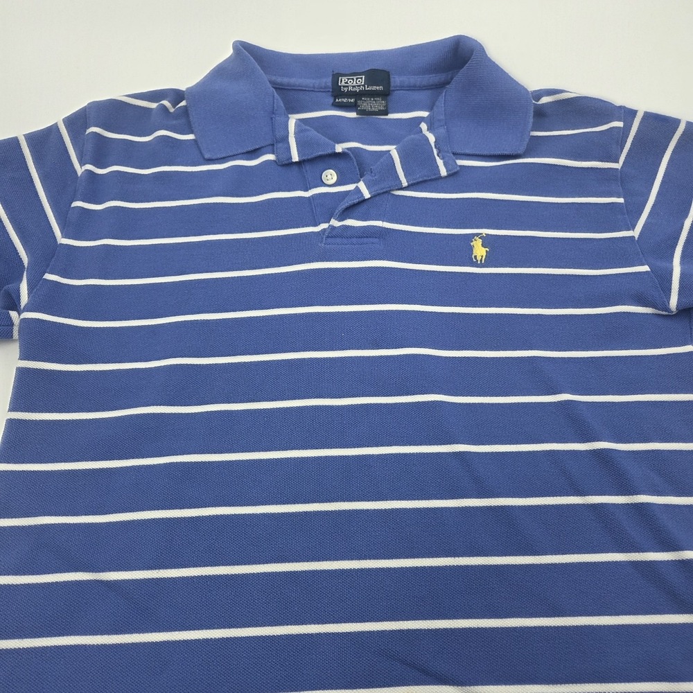 Ralph Lauren Polo Shirt Kids Boys Medium 12/14 Blue Pony Classic Rugby Preppy